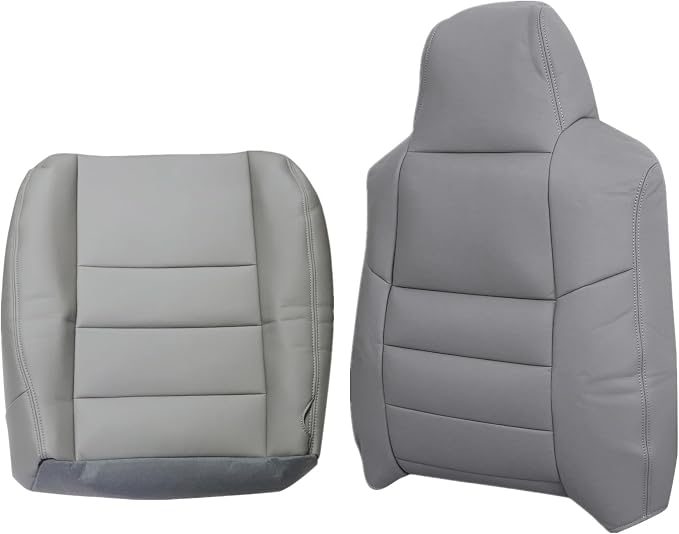 SecosAutoparts Driver & Passenger Side Bottom & Top Replacement Seat Cover Gray Compatible with Ford F250 F350 Lariat 2002 2003 2004 2005 2006 2007