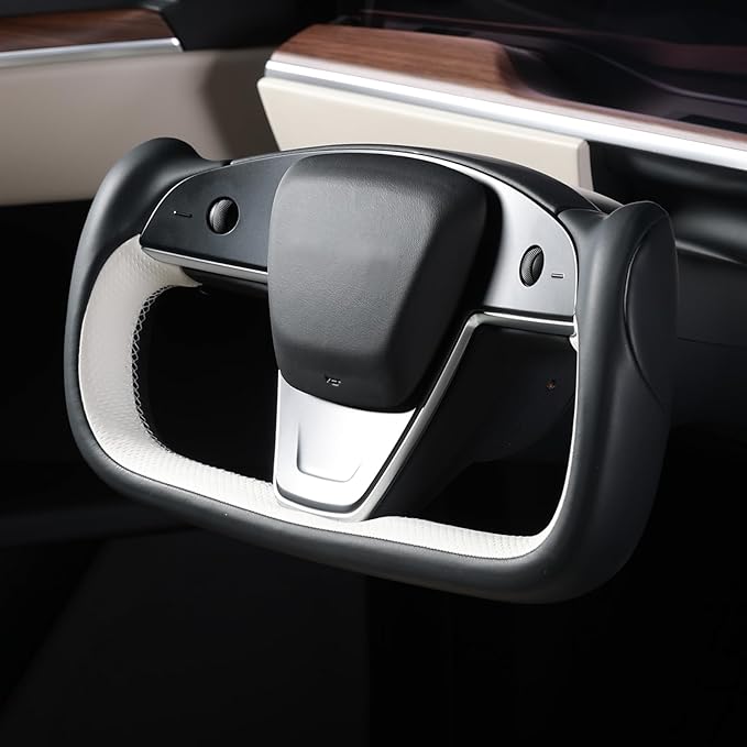 MEWANT Hand Stitched Tesla Model S Yoke Steering Wheel Cover Wrap for Tesla Model S 2021-2023 / Model X 2021-2023 Tesla Yoke Steering Wheel Accessories(3D Style)