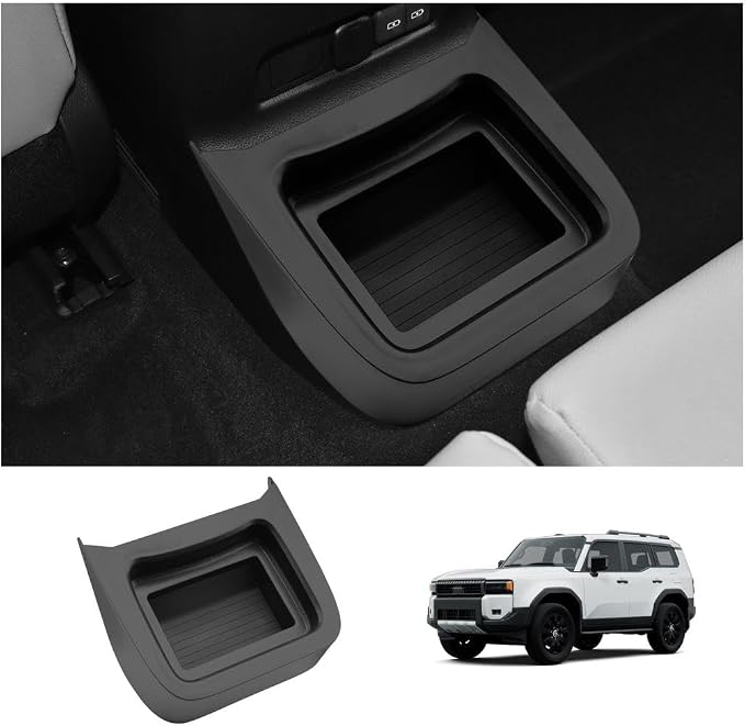 LUWU Center Console Organizer for 2024 2025 2026 Toyota Land Cruiser Accessories Armrest Storage Box Tray Rear Seat Organizer Insert Tray ABS Material Land Cruiser 250 2025 2026 Accessories