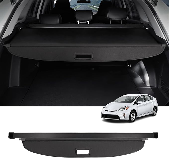 Powerty Cargo Cover for 2010-2014 2015 Toyota Prius 1.8L Accessories Trunk Cover Retractable Trunk Shielding Shade Cargo Luggage Cover Black（Not Fit Toyota Prius C and Toyota Prius V）
