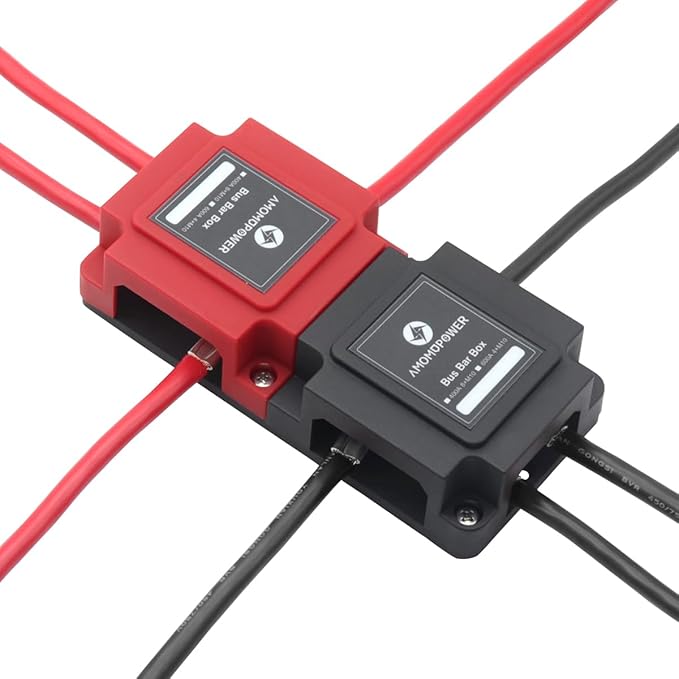 Bus Bars 12V-48V 400A Heavy Duty Copper Busbar Power Distribution Blocks with 8X 5/16" (M8) Posts Terminals DC Battery Buss Bar Positive& Negative for Car RV Solar PV Marine Automotive Boat