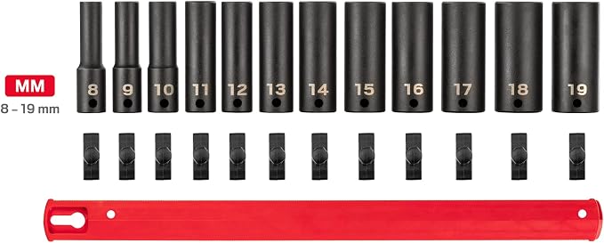 TEKTON 3/8 Inch Drive Impact Socket Set, 12-Piece | SID91103