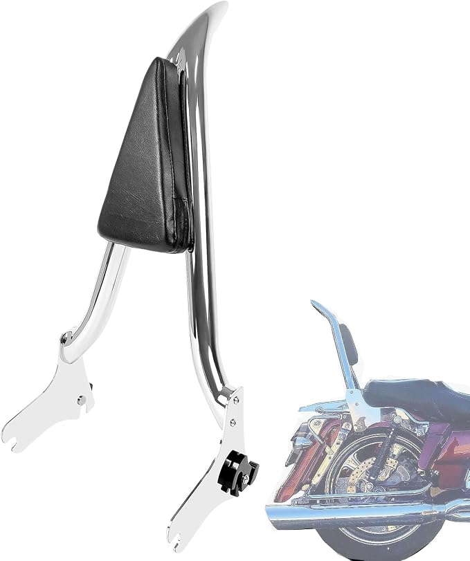 Detachable Chrome Sissy Bar Passenger Backrest Rear Pad Compatible for Harley Davidson Touring 1997-2008 Road King Electra Glide Street Glide FLHR FLHX FLHT FLTR [26 Inches]