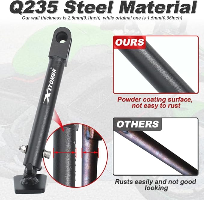Xitomer 0-3'' Adjustable Kickstand Fit for Ninja 650 / ABS Z650 2020-2026 & Z650RS 2022-2026 Adjustable Motorcycle Stand Side Stand