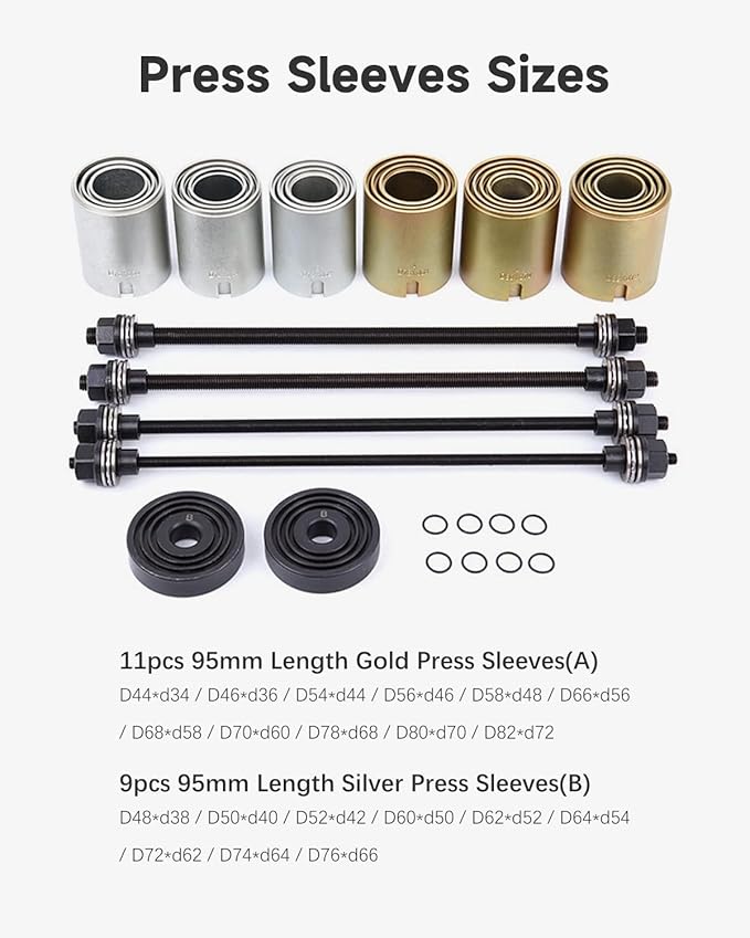 26 PCS Universal Press and Pull Sleeve Kit Bushing Installation and Removal Tool Set Bushes Bearings Tool Kit w/Case Fit Cars LCV and HGV Engines