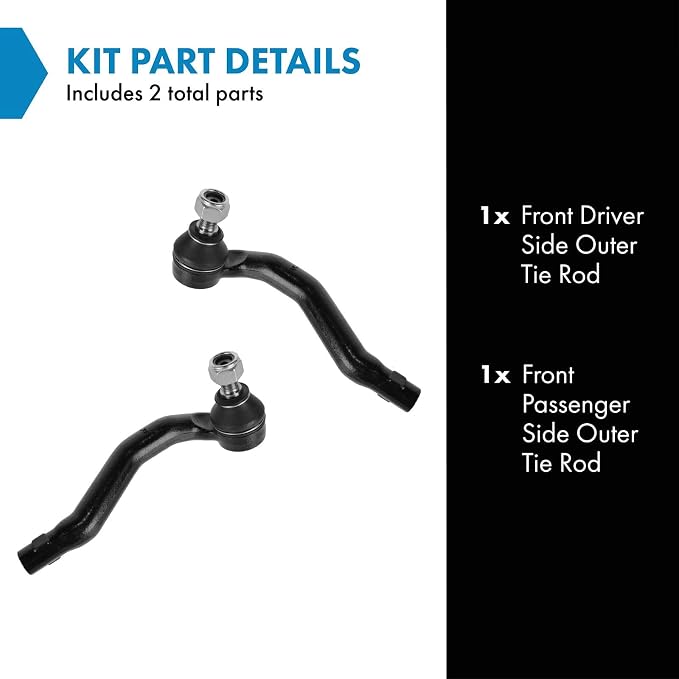 TRQ Front Outer Tie Rod Set 2 Piece Compatible with 2003-2005 Mercedes-Benz C240 C320 2006-2007 C280 C350