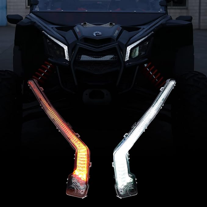 HAKA TOUGH Turn Signal Fang Lights with White Yellow Light for Can Am Maverick X3 XDS XRS Max Turbo R/Maverick Trail Sport Max Accessories 17-24,LED Signature Lights Replace#OEM 710004994 710004995