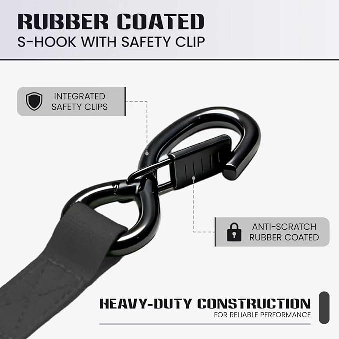 Retractable Ratchet Straps1In x 13Ft - Heavy Duty Auto Slow Retraction Tie Down Straps - 1,800lb Break Strength Self Retracting for Truck, Cargo Trailer, Motorcycle, ATV, UTV - Black, 4Pack