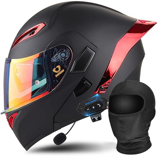 Bluetooth Modular Motorcycle Helmet DOT/ECE Approved Full Face Flip up Anti-Fog Double Visor Helmet Built-in Dual Speaker with Microphone for Adult Men and Women…