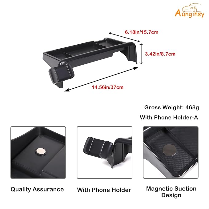 Aunginsy Center Console Dash Storage Tray Compatible with Kia Telluride 2020-2022, Dashboard Multi-Functional Phone Holder Storage Box, Dash Organizer Tray Insert with Mobile Phone Mount Accessories