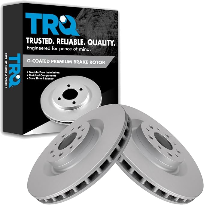 TRQ Front Brake Rotor Set G Coated Vented Compatible with 2014-2020 Fiat 500L
