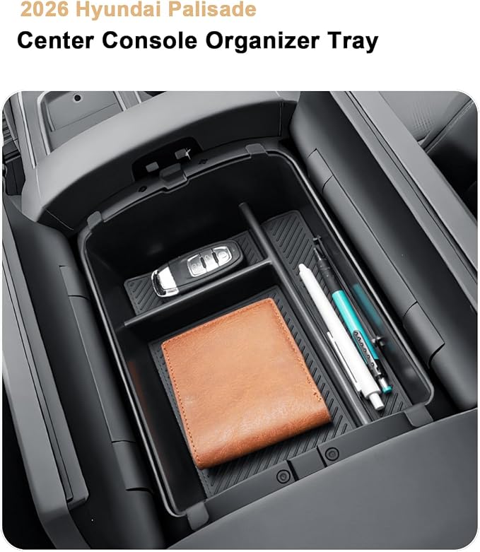 2026 Palisade Center Console Organizer - Upper Layer For 2026 Palisade Armrest Box Organizer Tray - Compatible with 2026 Hyundai Palisade Hybrid Calligraphy Accessories ABS - Only Fit Calligraphy Trim