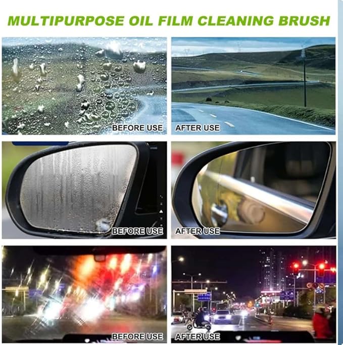 Clear Vision Glass Cleaner - 2 Set Clear Vision Windshield Cleaner, Automotive Oil Film Cleaning Brush for Car Windows, Upgrade 2.0 Reusable Oil-Free Car Glass Brushes