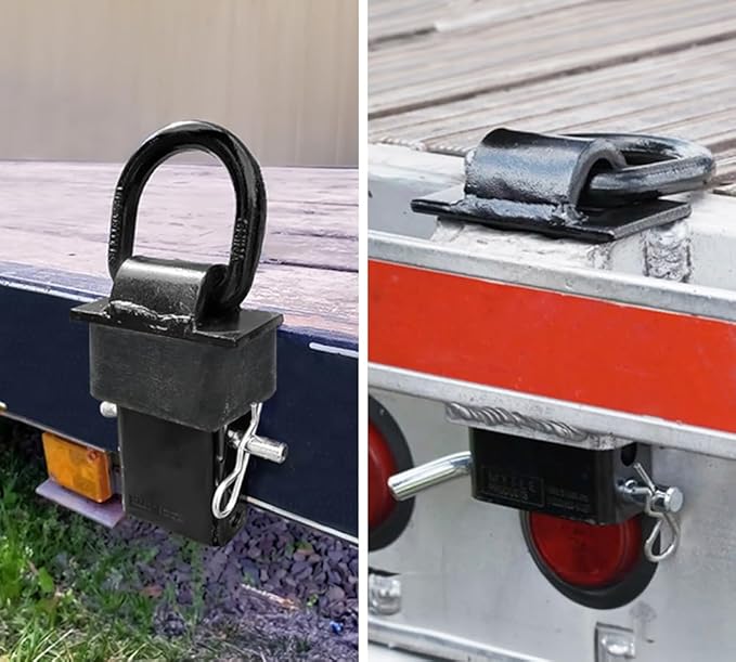 Mytee Products 2 Pack 5/8 Inch Stake Pocket D Rings, 18000 lbs | Heavy Duty Adjustable Trailer Stake Pocket Tie Down Utility for Flatbed Trucks & Trailer w/Hitch Pin, 4 Holes for Adjustment