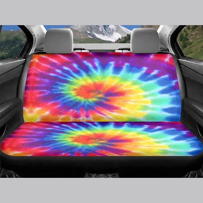 BIGCARJOB 12 Pack Tie Dye Car Accessories for Womens Gifts,Include Tie Dye Printed Car Seat Covers Back Seat Protector Pet Dog Pads,Steering Wheel Cover, Armrest Cover, Seat Belt Pads Cover,Coasters