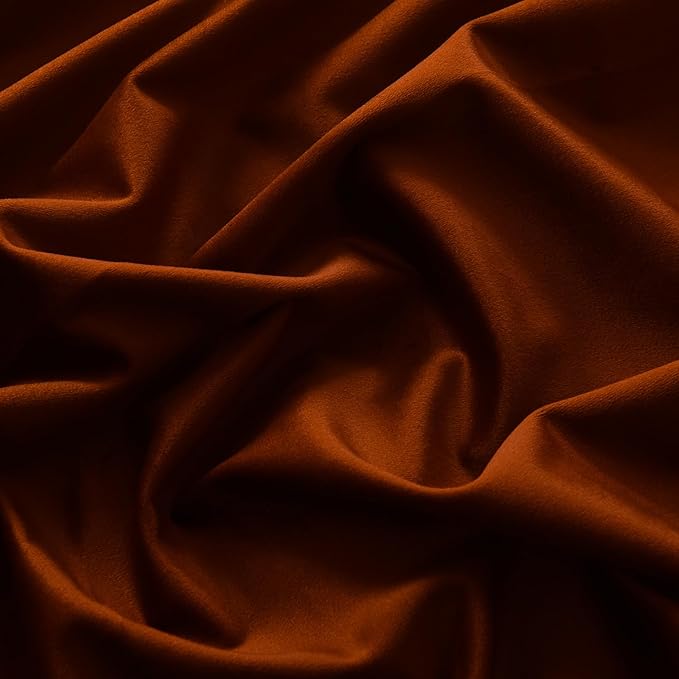 Roslynwood Luxury Soft Rust Velvet Curtains 90 inches Long Back Tab Thermal Insulated Blackout Window Drapes for Living Room/Bedroom/Dining Room, W52 x L90, 2 Panels