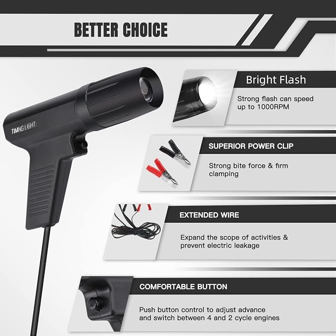 TL-122 Advance Timing Light, 12V Automotive Ignition Timing Tool with Xenon Light, Overload Protection