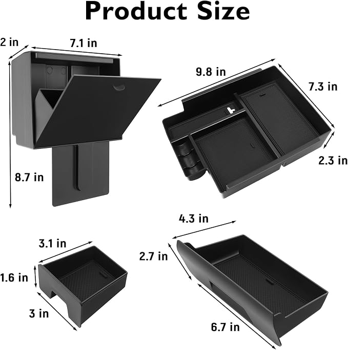BlBLOZ 3PCS Center Console Organizer Compatible with 2014-2024 Toyota 4Runner Accessories, Center Console Hidden Box Organizer and Center Console Cubby Drawers for Toyota 4Runner Interior Accessories