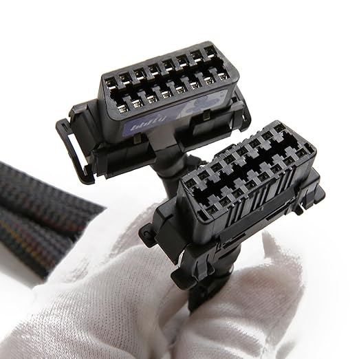 bbfly-B6 OBD II OBD2 16 Pin Splitter Extension 1x Male and 2X Female Extension Cable Adapter (1FT/30CM) (5 Pack)