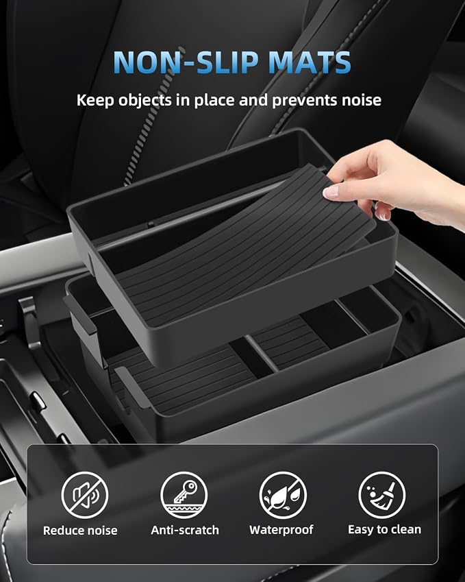 Double-Layer Center Console Organizer + Dashboard Storage Tray for 2024 2025 2026 Lexus TX 350/500h/550h, 2025 2026 Lexus TX 350/500h/550h+ Accessories