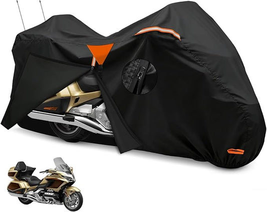 XYZCTEM Motorcycle Cover Heavy Duty Waterproof with Side & Top Box, Fits Harley Davidson Ultra Limited, Road Glide Limited, Gold Wing, Road Master Outdoor All Weather Protection, 110 Inch