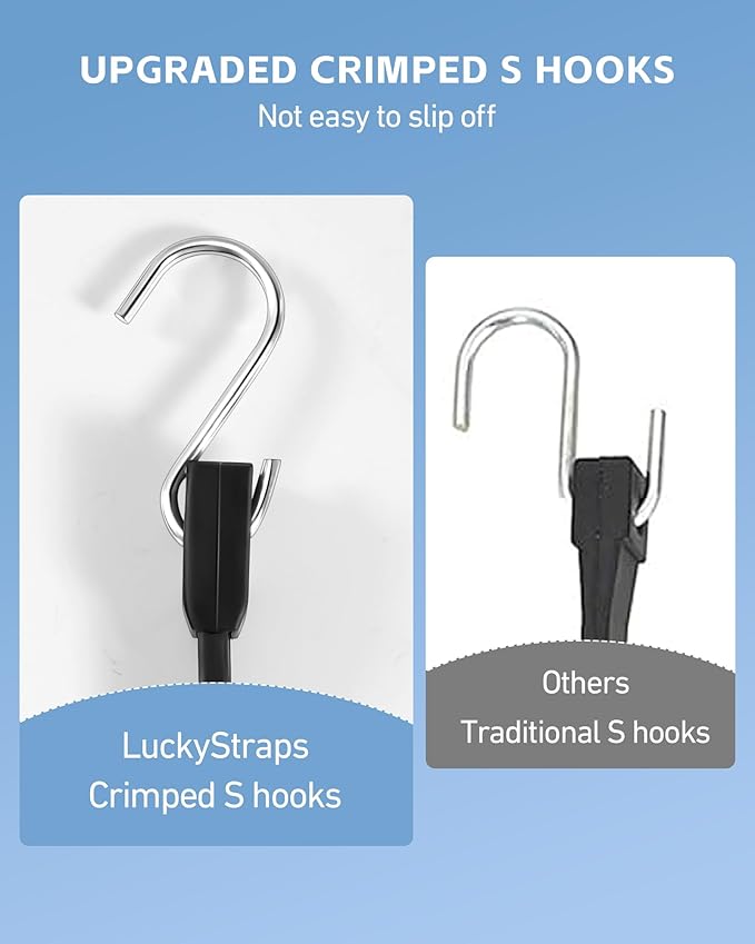 12 Inch Rubber Bungee Cords Heavy Duty Outdoor, Black Bungee Straps with Upgraded Hooks, Weatherproof Tarp Straps with 1.9X Max Stretch & 100% Rubber for Cargo, Van, Truck, Motorcycle, etc (11 Pcs)