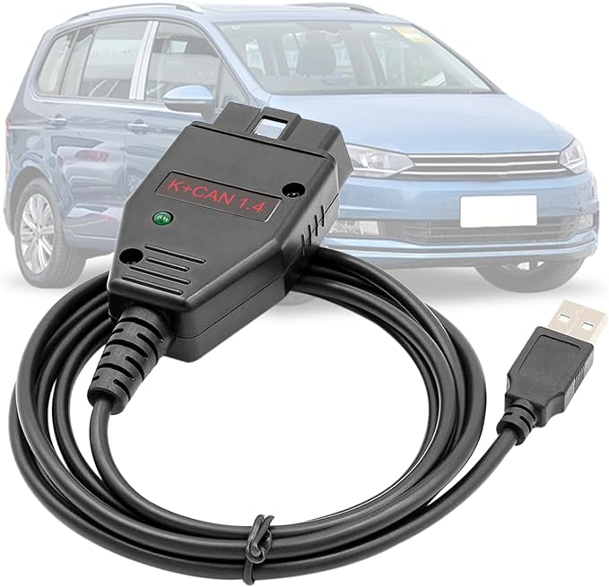 K CAN Commander V1.4 OBD2 to USB Cable,OBD Diagnostic Code Reader | Suitable for V-AG/Vvv/Audi/Skoda/SEAT/Nissan Vehicles,Fits k+can Commander 1.4 and V-WTOOL ECU Programming Software Scan Tool
