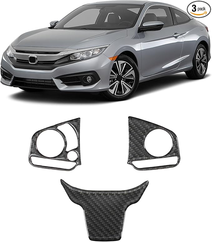 Real Carbon Fiber Interior Trim Compatible with Honda Civic 2016-2021 10th Gen, Interior Decor Sticker Accessories