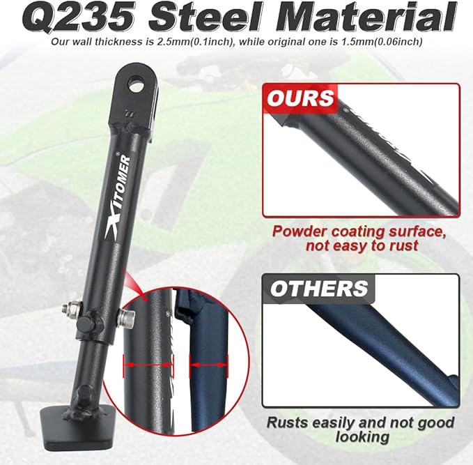 Xitomer 3 inch Adjustable Kickstand Compatible with Ninja ZX-6R / ABS 2013-2026 & ZX 6R KRT Edition 2016-2019, 2023 & ZX6R 30th Anniversary Edition 2015 Motorcycle Adjustable Side Stand