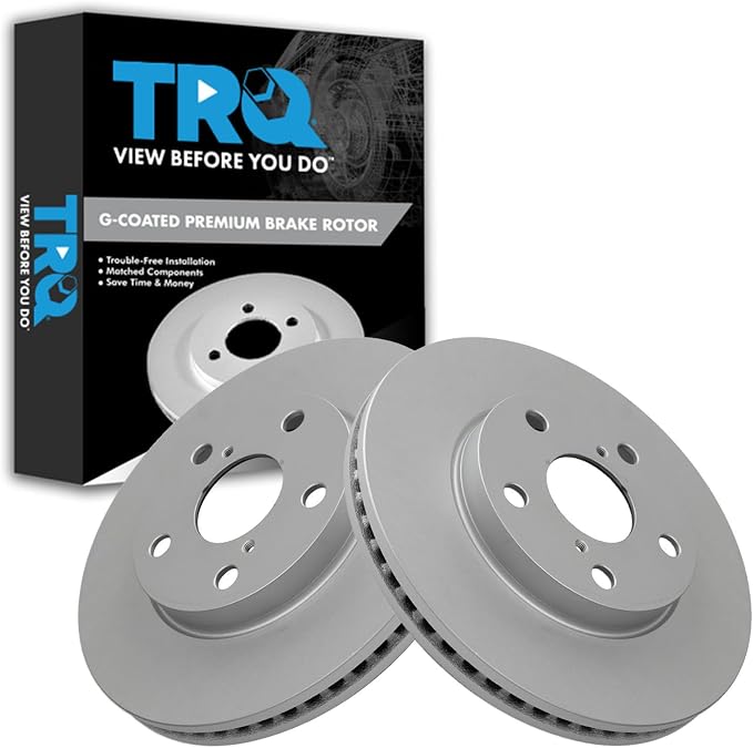 TRQ Front Brake Rotor Set G Coated Vented Compatible with 2010-2012 Lexus HS250h 2008-2015 Scion xB 2012-2017 Toyota Prius V 2006-2018 Toyota RAV4