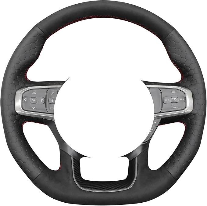 MEWANT Steering Wheel Covers for Dodge Ram 1500 TRX 2021-2024 Hand-Stitched Steering Wheel Wrap