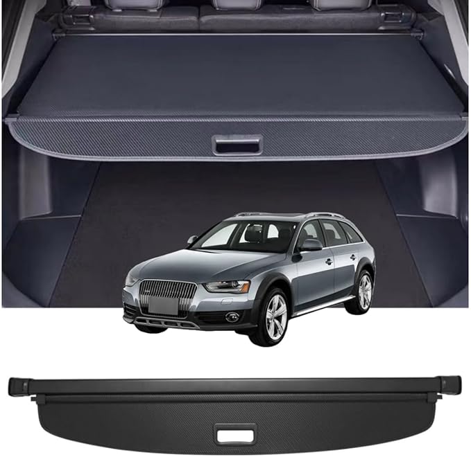 Retractable Cargo Cover Compatible with Audi A4 Wagon Allroad 2009-2016 Shield Security Shade Privacy Screen Tonneau Luggage Cargo Trunk Organizers