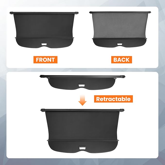 Powerty Cargo Cover for 2019-2025 Honda Passport Accessories, Trunk Cover Retractable Trunk Shielding Shade Cargo Luggage Cover for 2025 Honda Passport