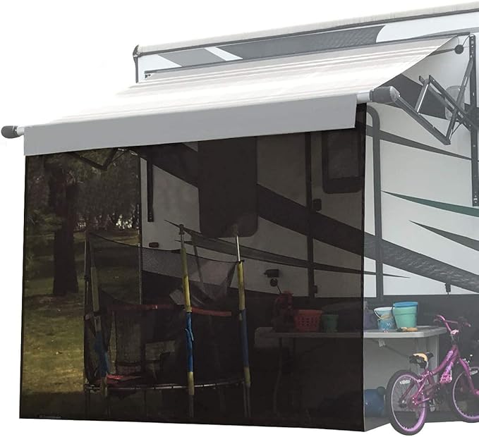 Shadeidea RV Sun Shade Screen for Awning - 8' X 10' 5'' Brown Mesh Sunshade Motorhome Camping Trailer UV Sunblocker Canopy Sunscreen - 3 Year Lasting