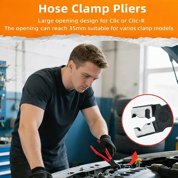 7PCS Electrical Disconnect Pliers Set with Leather Storage Case, Automotive Connector Removal Tool Kit for Push Tab Style Plugs, Fuel Injectors, Sensors & Relays, Car Repair Tools for Mechanics