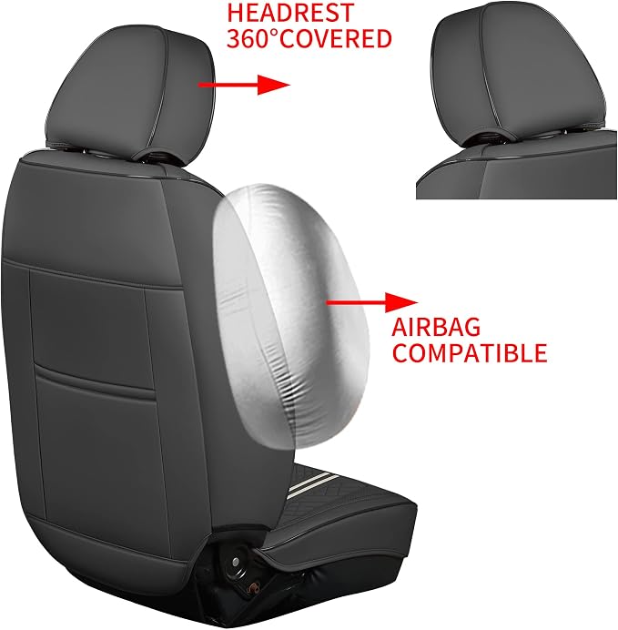 GXT Deluxe Faux Leather Full Coverage Car Seat Cover Anti-Slip Universal Fits for Sedans SUV Pick-up Truck with Headrests,Interior Accessories(Dark Grey)