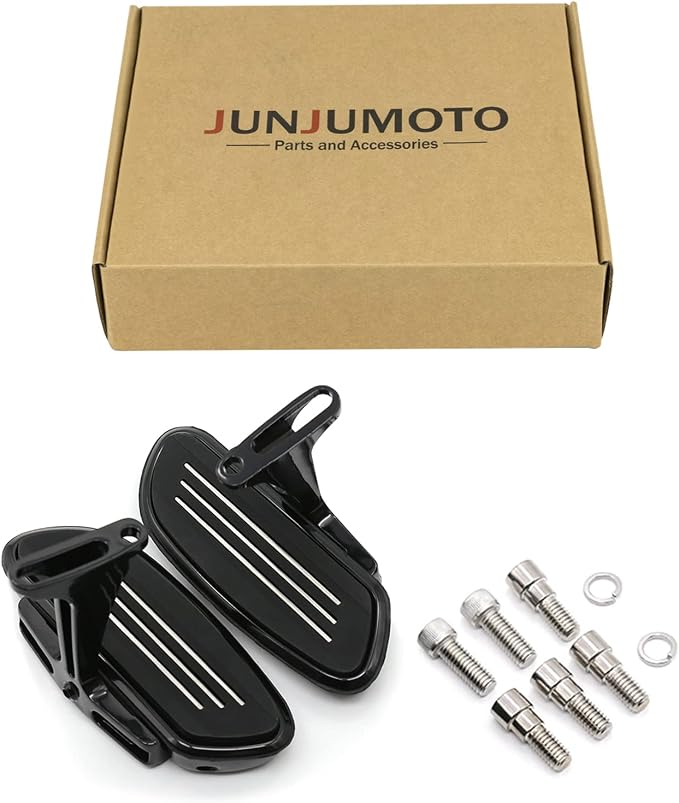 Motorcycle Passenger Floorboard Streamliner Footboard with Mount Bracket Kit Fit for Harley Touring Road Glide Street Glide Road King Electra Glide 1993-2025 (Black)