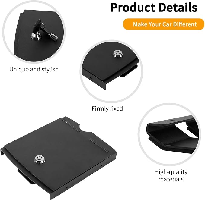 Hoolcar Center Console Armrest Locking Storage Safe Box Armrest Organizer Vault Safe Box with Key Compatible with Jeep Wrangler JL JLU 2018-2024, Interior Accessories