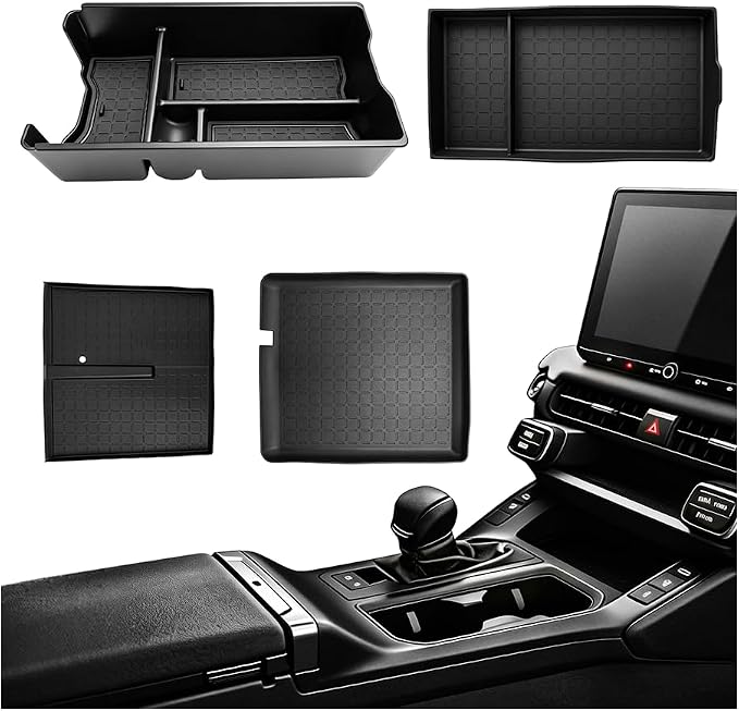 4PCS Center Console Organizer Tray Compatible with 2026 Toyota RAV4 Armrest Bottom Tray Center Console Silicone Pad 6th Gen RAV4 Hybrid&PHEV Interior Accessories- Not for Limited