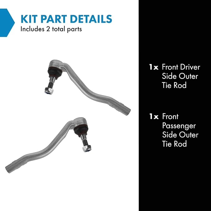TRQ Front Outer Tie Rod Set 2 Piece Compatible with 2007-2009 Mercedes-Benz GL320 10-12 GL350 07-12 GL450 08-12 GL550 07-09 ML320 06-11 ML350 10-11 ML450 06-07 ML500 08-11 ML550