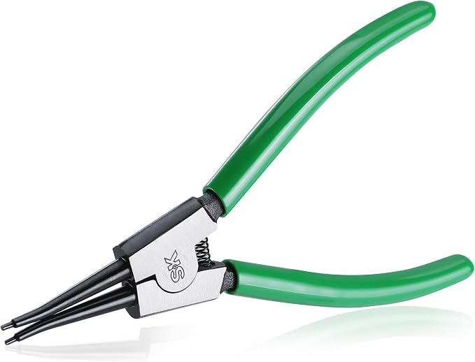 SK 7-Inch Snap Ring Pliers, External Circlip Pliers with Straight Jaw, Tip Diameter 0.07'', Premium CR-V Steel
