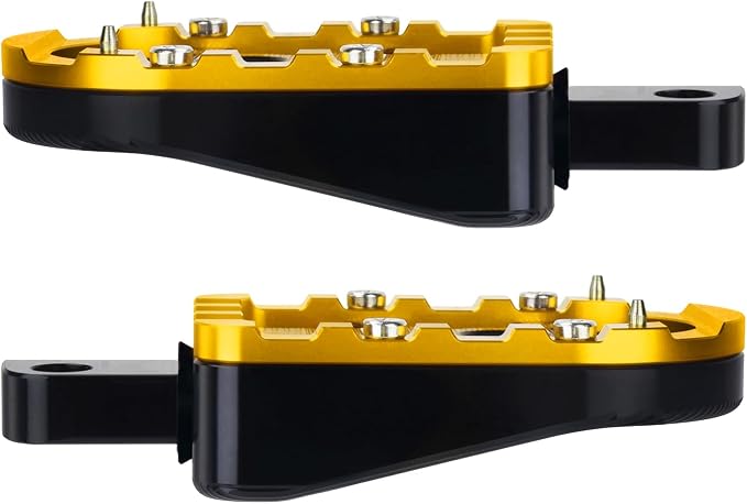 Motorcycle Foot Pegs Male Mount Footrests Offroad Floorboards Fit for Harley Touring Electra Glide Road Glide Road King Dyna Sportster (Yellow Edge)