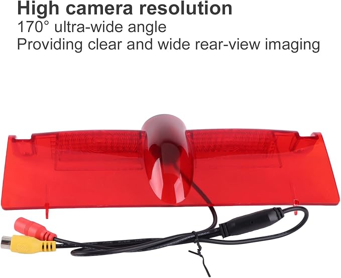 Rear View Camera, Backup Camera for Van 2003-2017 3rd Brake Light Mount, 170° Wide Angle Reverse Camera with No Drill Installation, PC Housing