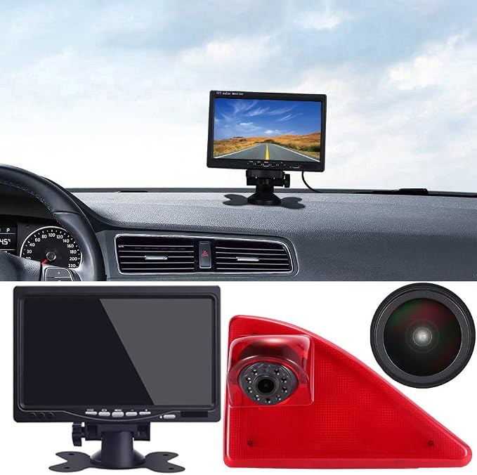 1280 * 720 Pixel Super HD Brake Light Backup Camera with 7 Inch LCD Monitor, Night Vision Reversing Camera Replacement for Renault Master ab 2010/Nissan NV400 ab 2010/Opel Vauxhall Movano ab 2010