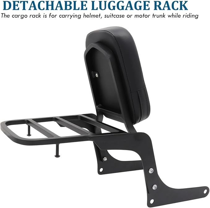 Passenger Sissy Bar with Luggage Rack Backrest for Honda Rebel 250 CMX250 CA250 All Year, Black