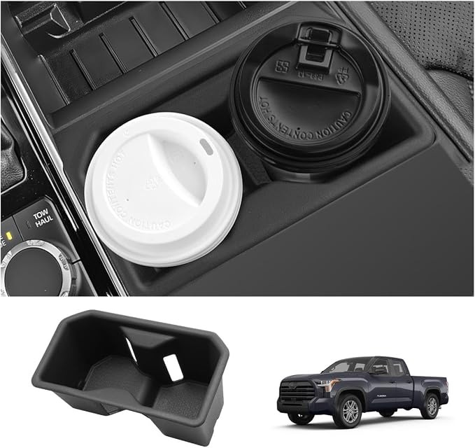 LUWU 2025 Tundra Center Console Cup Holder Compatible With 2022 2023 2024 2025 Toyota Tundra Interior Accessories TPE Cup Holder Insert