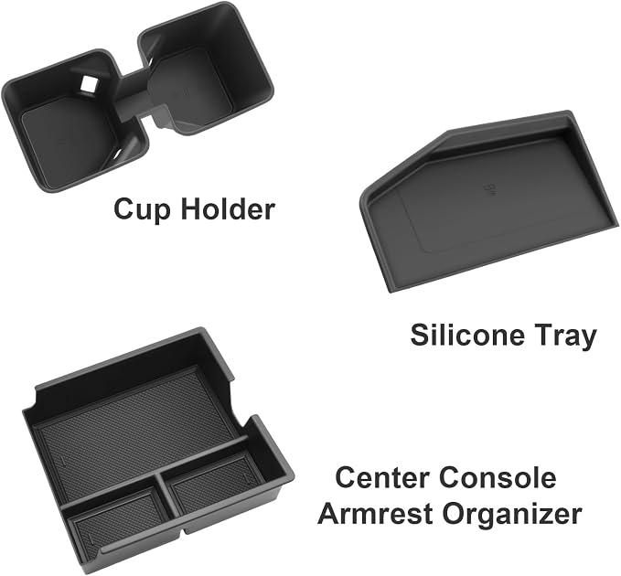 BIBIBO 3Pack for 2024-2026 Lexus GX 550 Center Console Organizer 2024 2025 2026 Lexus GX 550 Console Armrest Tray+Cup Holder +Wireless Charging Mat GX 550 Insert Organizer Lexus GX 550 Accessories