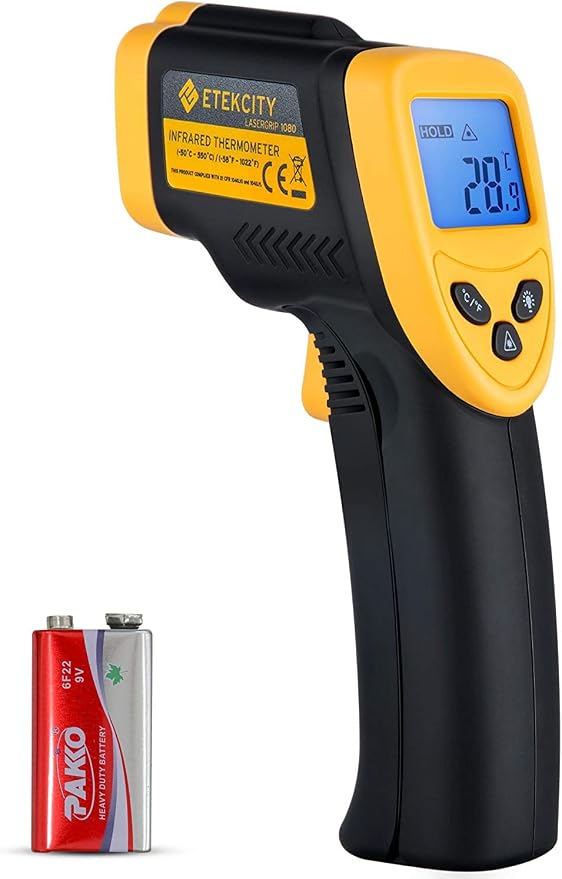 Etekcity Infrared Thermometer 1080, Yellow & Infrared Thermometer 1080, Digital Temperature Gun for Cooking, Non Contact Electric Laser IR Temp Gauge, Yellow