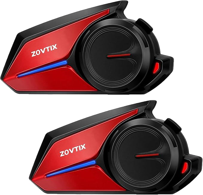 Motorcycle Helmet Headset 8 Riders Communication System X8 Intercom with Music Sharing/HiFi Sound/3 EQ Music Modes/DSP&CVC Noise Cancellation/IP67/FM Radio - X8-Red 2 Pack