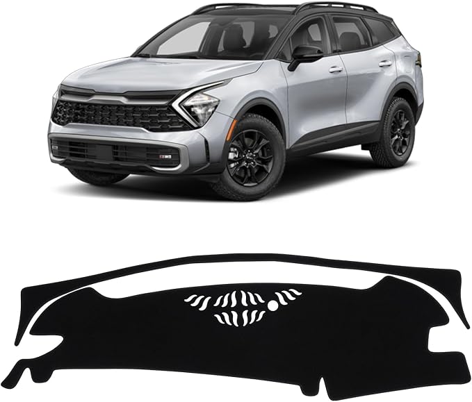 KUST Black Dash Cover for Kia Sportage(Hybrid)/NQ5 2023 2024 2025 Polyester Dashboard Cover Non-Slip Center Console Dash Cover Interior Accessories for Sportage Sunshade Windshield Glare